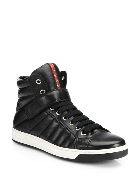 prada sneakers print|prada designer high top sneakers.